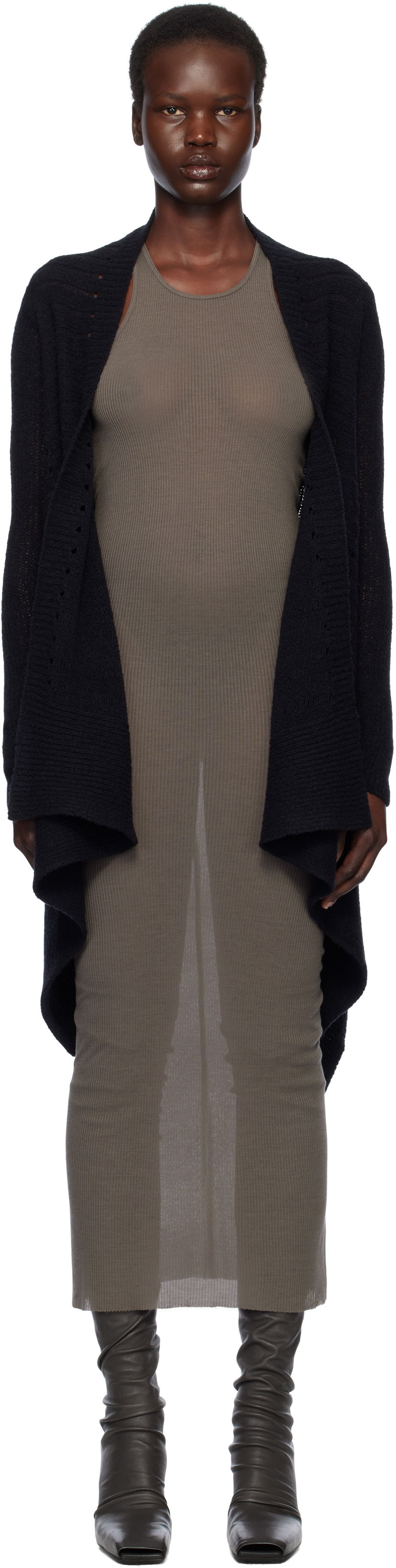 Cветр Rick Owens Rick Owens Hollywood Medium Wrap Cardigan чорний | RP01E7642 KGRID