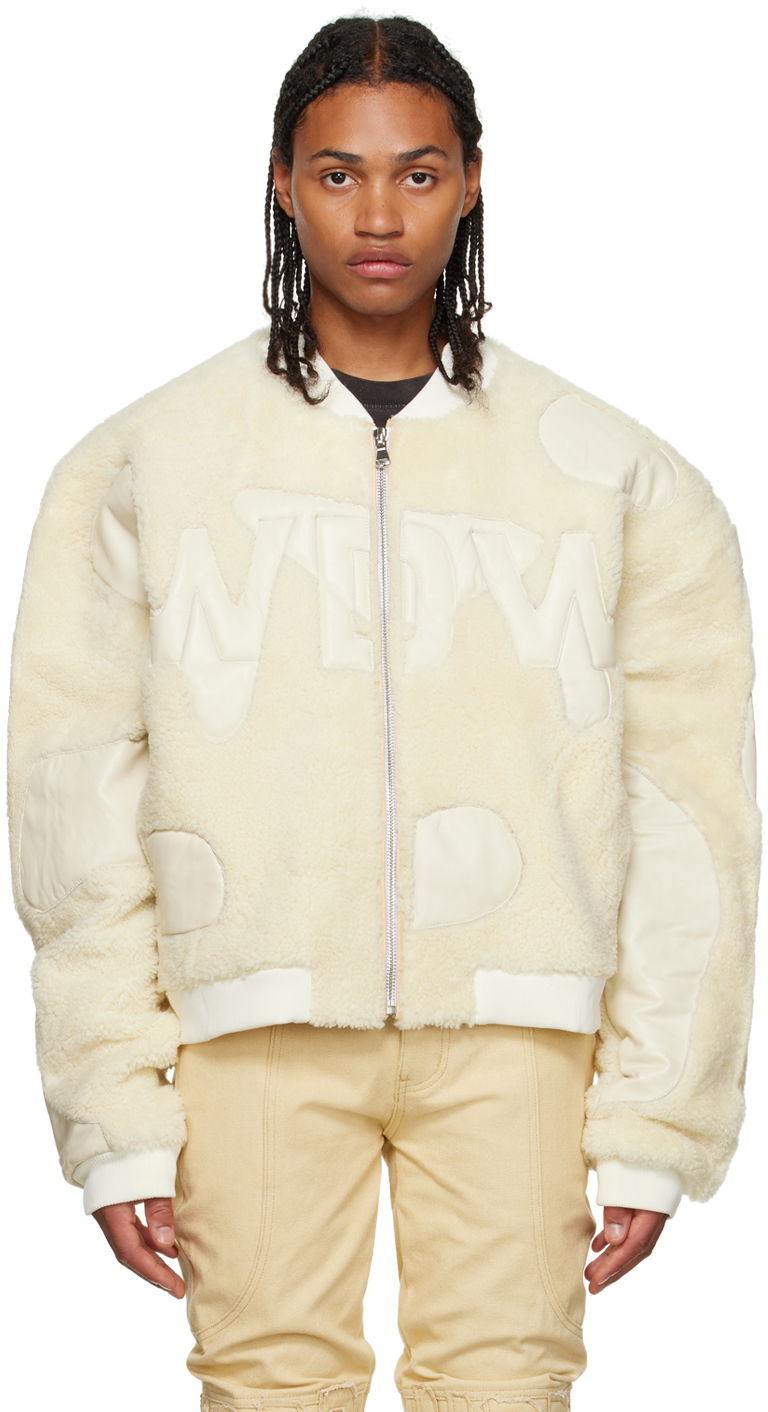 Куртка бомбер Who Decides War 'WDW' Digi Shearling Bomber Jacket білий | AW23-LTR-002