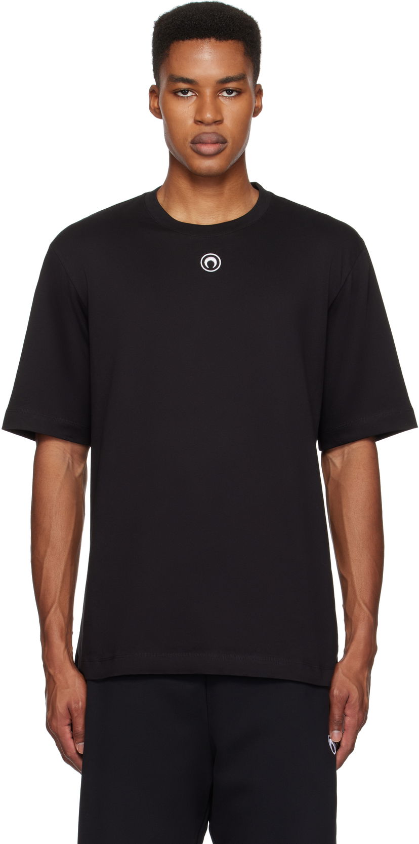 Футболка Marine Serre Organic Cotton Plain T-Shirt чорний | MTT077A CJER0009