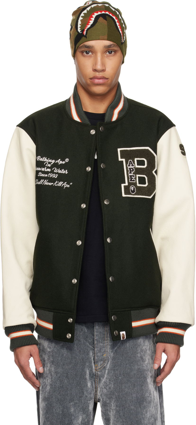 Куртка бомбер BAPE A Bathing Ape Varsity Bomber Jacket Зелений | 001HJK801001M