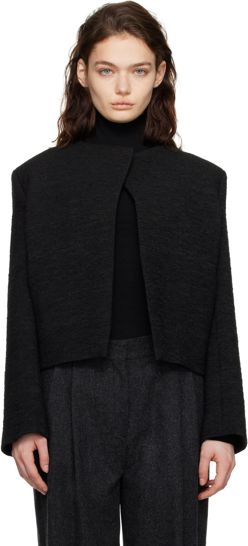 Жилет TOTEME TOTEME Cropped Bouclé Jacket чорний | 251-WRO4309-FB0271