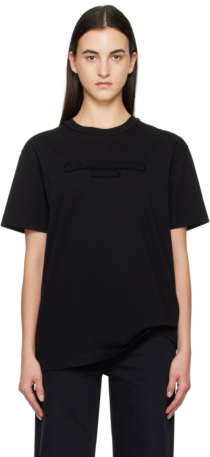 Футболка Alexander Wang Distressed Logo T-Shirt чорний | UCC1251786