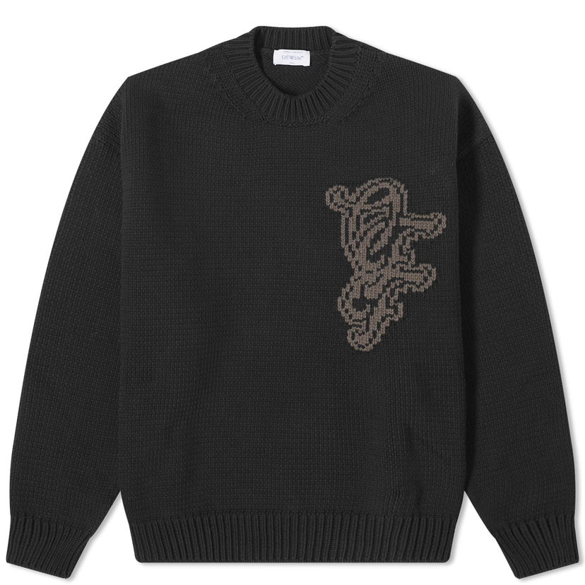Світшоти Off-White Logo Crew Knit чорний | OMHE167S24KNI0011009