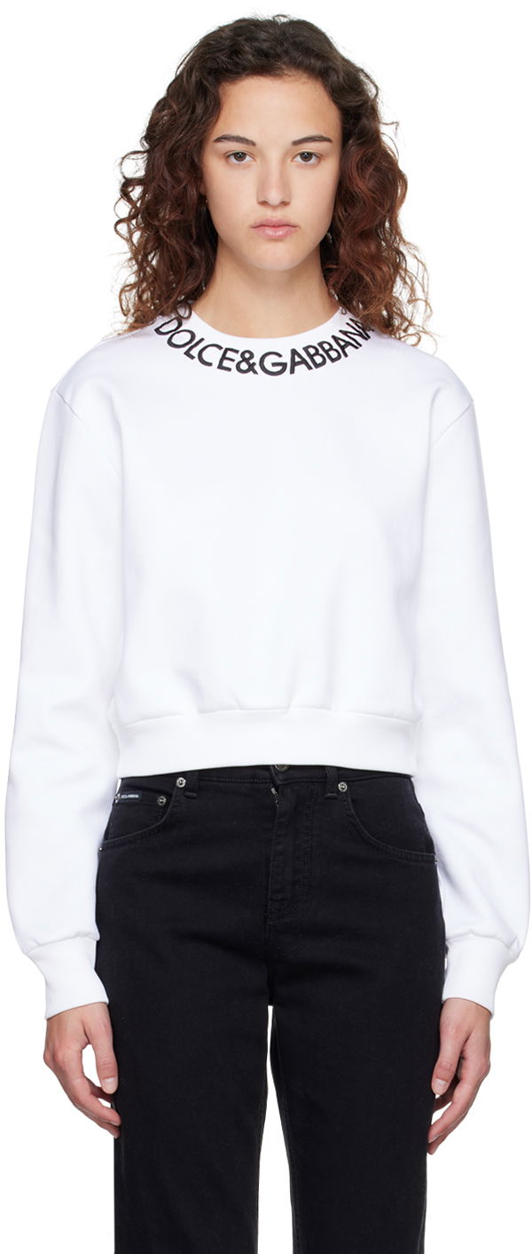 Світшоти Dolce & Gabbana White Cropped Sweatshirt білий | F9P35Z HU7H9