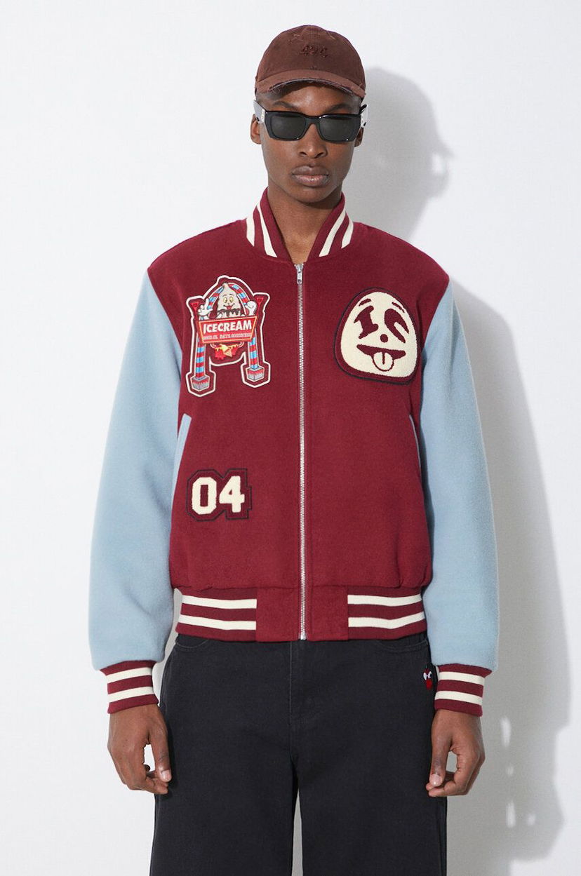 Куртка бомбер BBC IceCream ICECREAM Diner Team Varsity Bomber Jacket Бордовий | IC24106