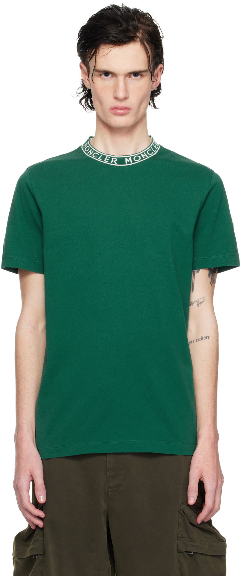 Футболка Moncler Logo-Trimmed Cotton T-Shirt Зелений | K10918C000278390T