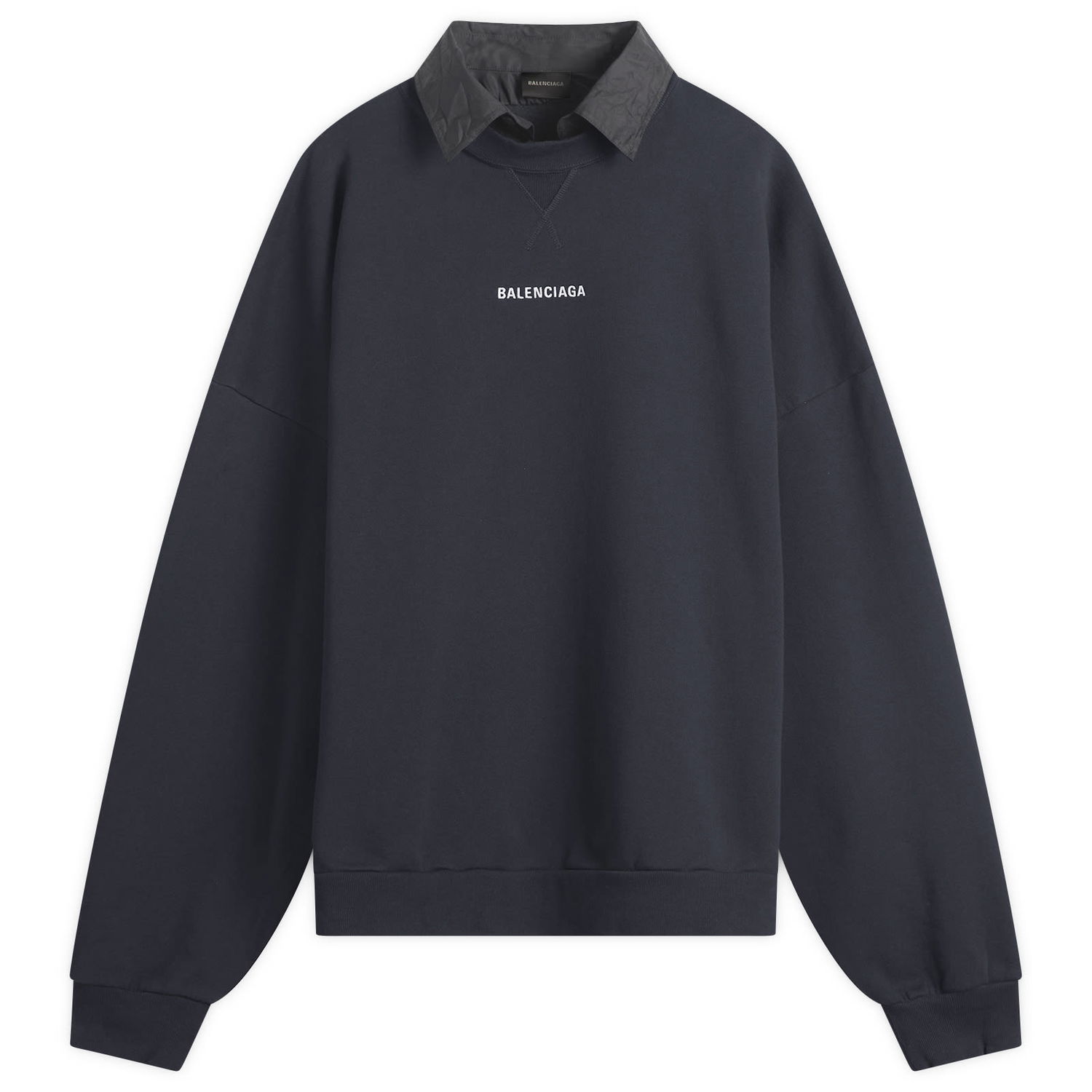 Світшоти Balenciaga Logo Layered Collar Sweatshirt темно-синій | 850363-TTVJ2-1569, 0
