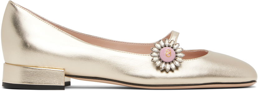 Кросівки та взуття Valentino Valentino Garavani Mary-Jane Ballerina Flats with Crystal Embellishment Металік | 6W2S0LL7RKP