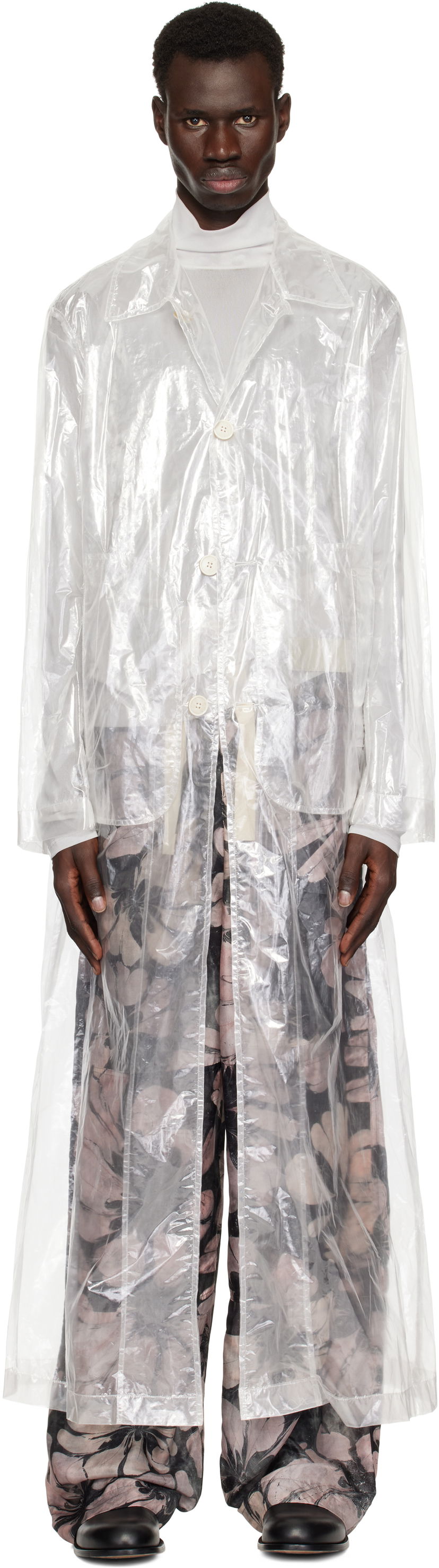 Дощовик Dries Van Noten Dries Van Noten Transparent Nylon Long Coat білий | 251-020213-1257