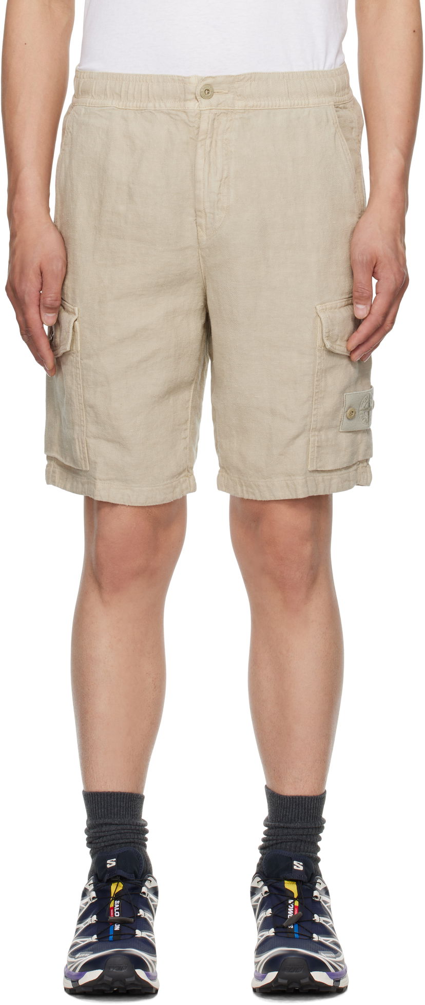 Шорти Stone Island Stone Island Diagonal Linen Shorts бежевий | K1S15 L100001 S00F8
