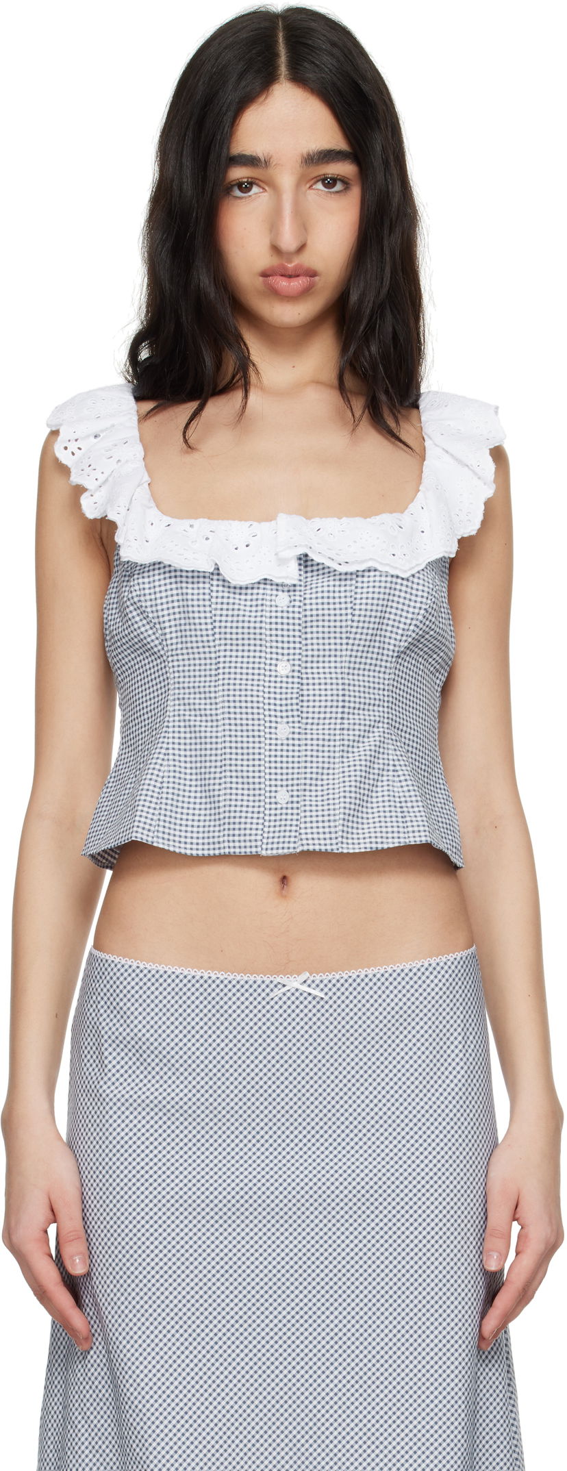 Кроп-топи GUIZIO Guizio Paloma Lace Top Синій | S25155W152