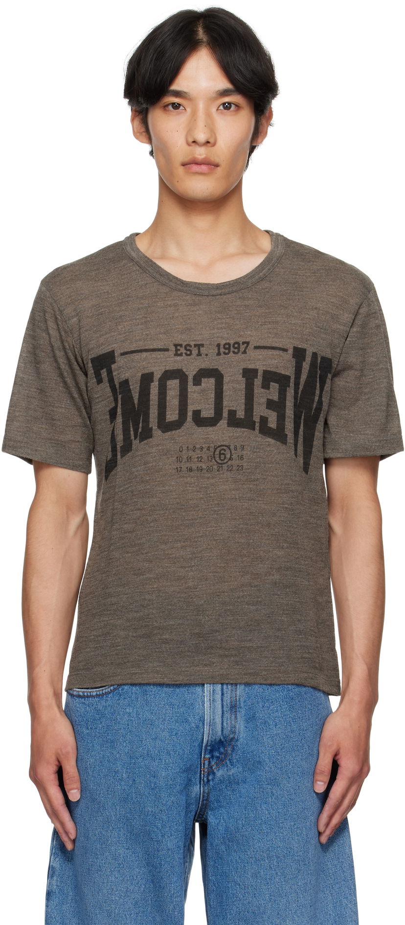 Футболка Maison Margiela MM6 Maison Margiela 'Welcome' Print T-Shirt Сірий | SH0GC0055 M20123