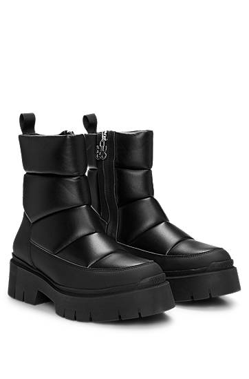 Одяг та аксесуари BOSS Quilted Faux-Leather Boots чорний | 50529838