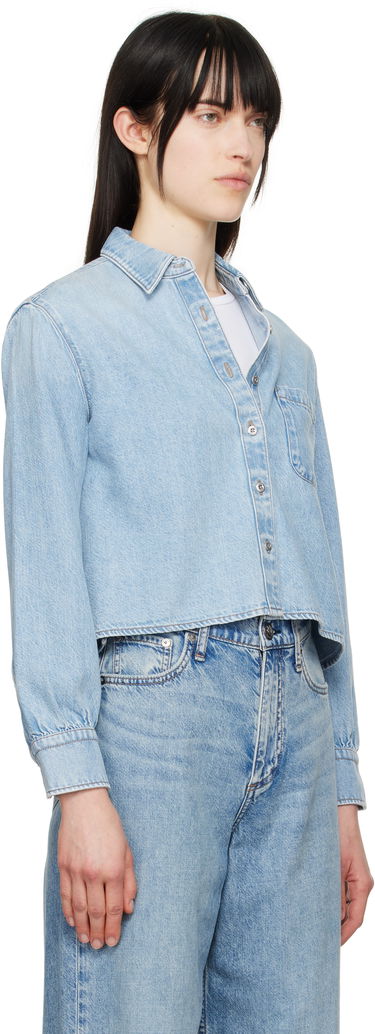 Сорочка rag & bone Rag & Bone Featherweight Cropped Maxine Denim Shirt Синій | WDD25S1446UFGR, 1
