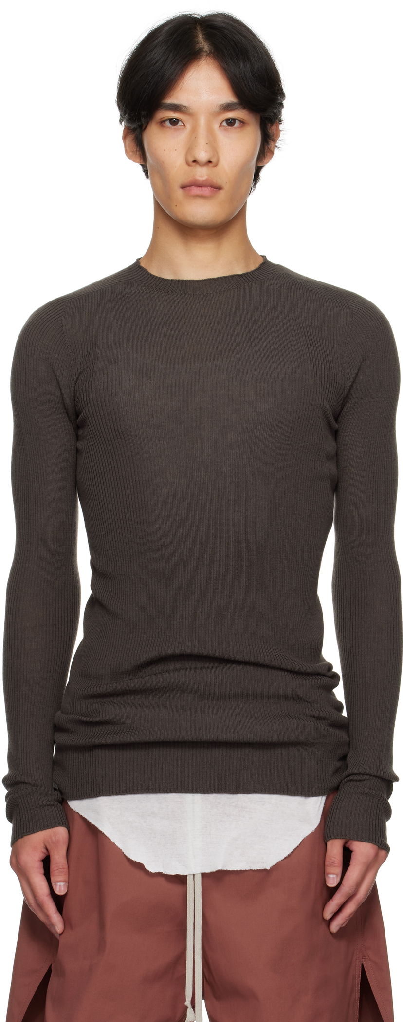 Cветр Rick Owens Rick Owens Concordians Ribbed Sweater Коричневий | RU02E1637 RIBM