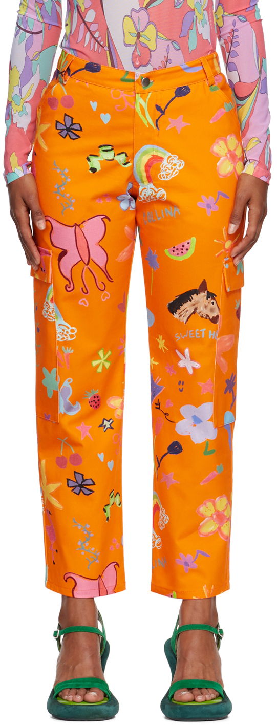Штани карго Collina Strada Collina Strada Chason Printed Cargo Pants Помаранчевий | XX6293