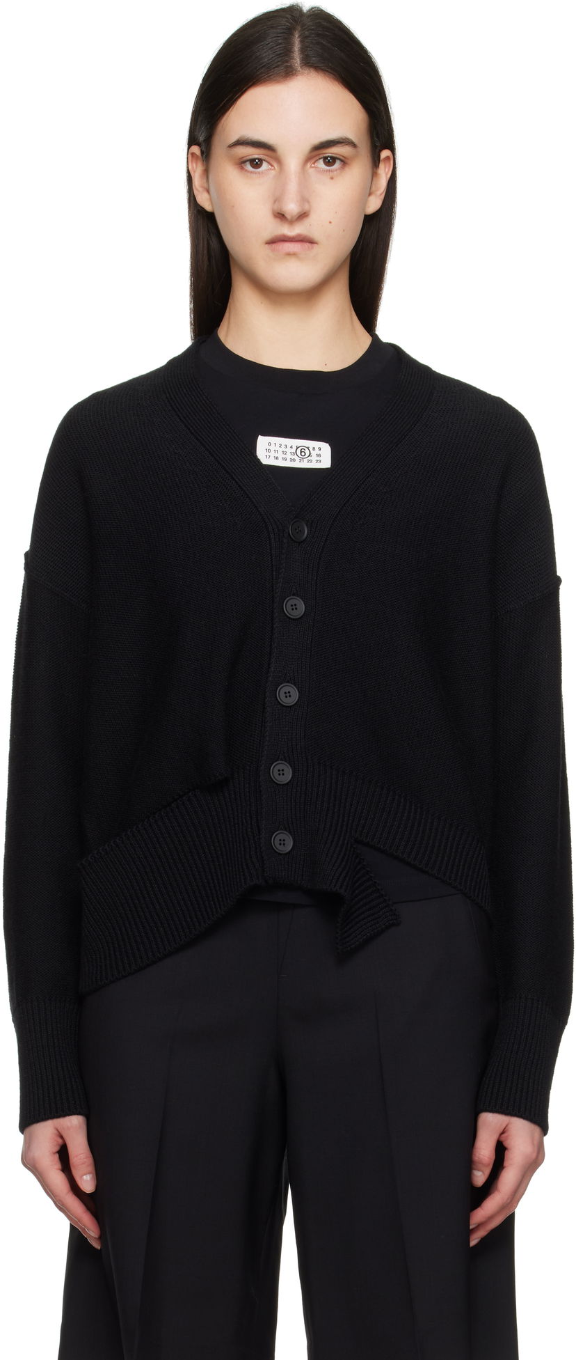 Cветр Maison Margiela MM6 Maison Margiela Boxy Ripped Cardigan чорний | S52HP0026 M13044