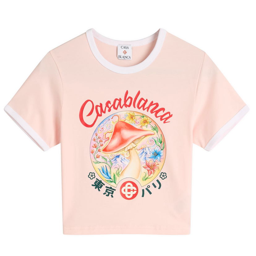 Кроп-топи Casablanca Casablanca Mushroom Emblem Printed Cropped T-Shirt Рожевий | WPF25-JTS-009-03