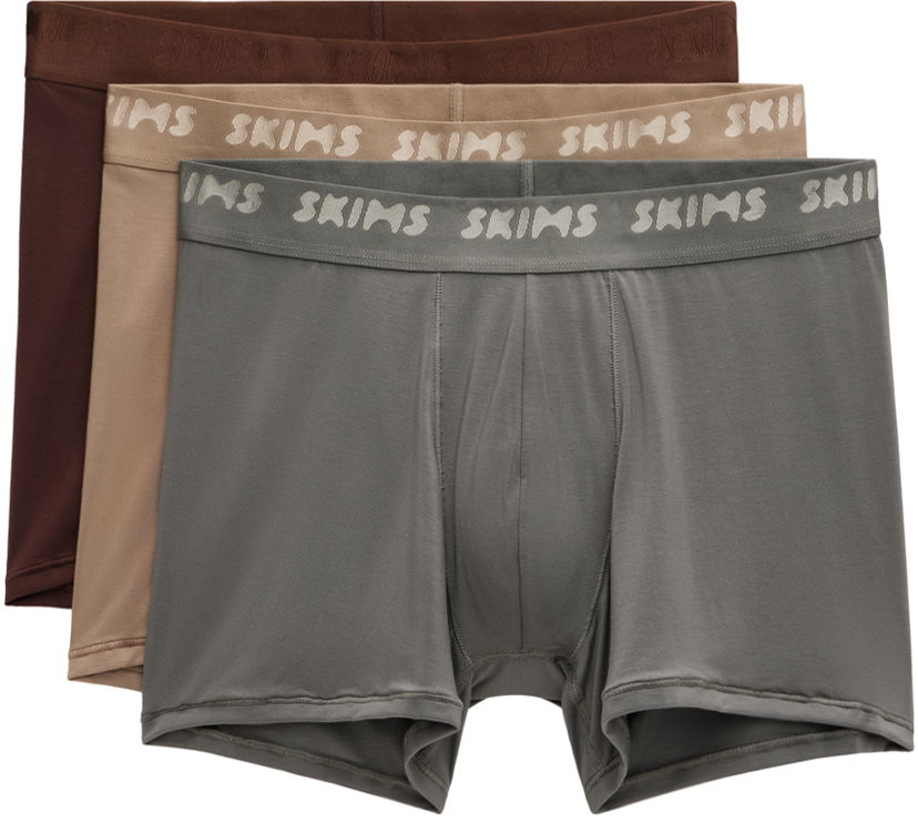 Боксери SKIMS Three-Pack Stretch Boxer Briefs Коричневий | BO-BBR-5628M