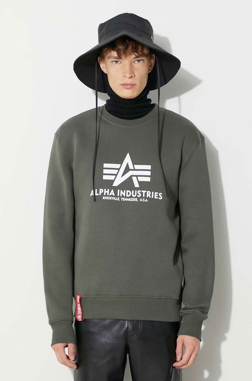 Cветр Alpha Industries Sweater With Print Зелений | 178302.142