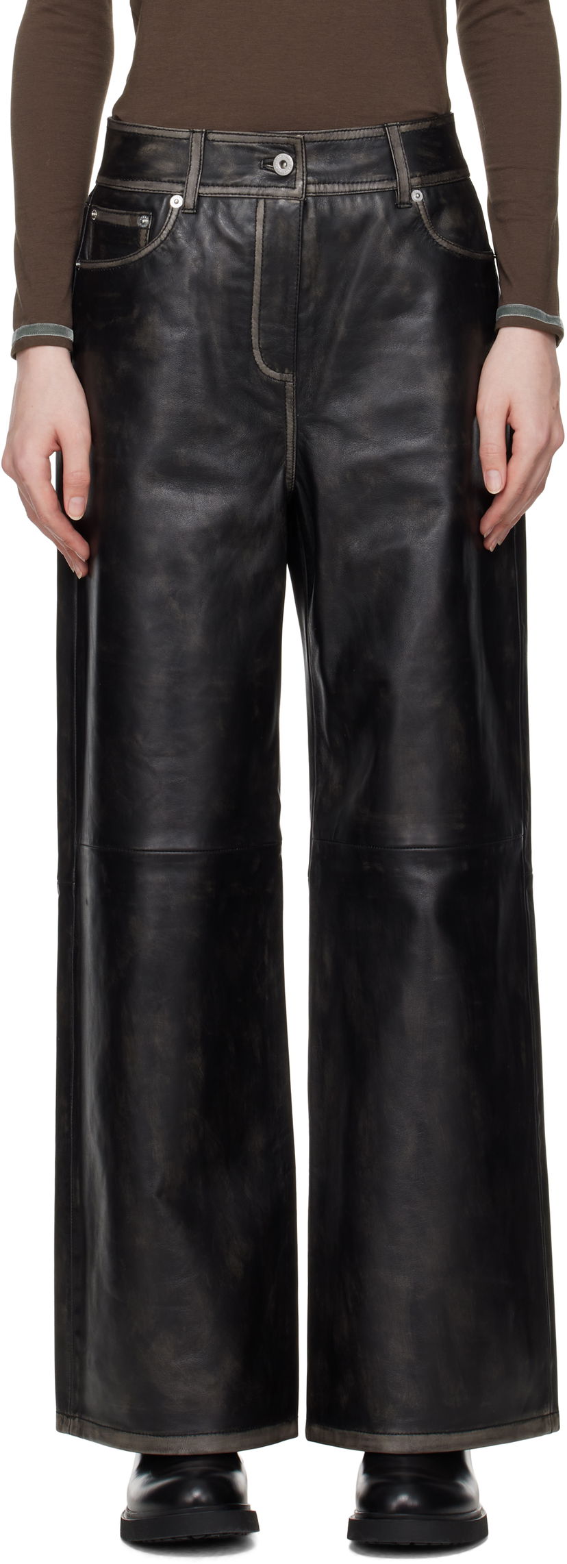 Штани STAND STUDIO Stand Studio Mylah Wide-Leg Leather Pants чорний | 66393-7830