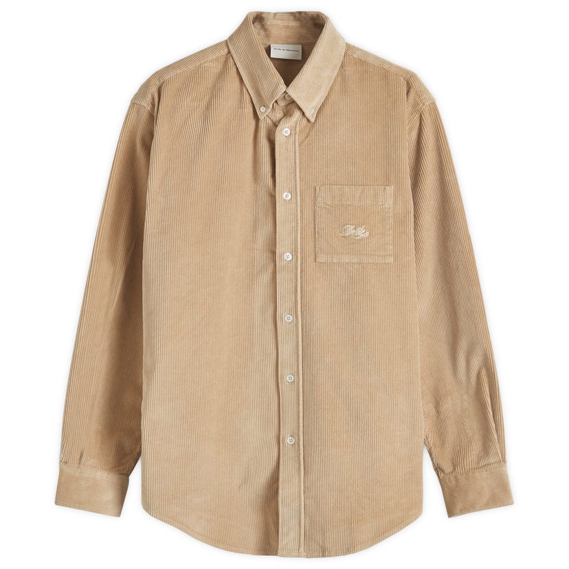 Сорочка Drôle de Monsieur Corduroy Shirt With Logo Embroidery бежевий | PERM-SH172-CO156-BG
