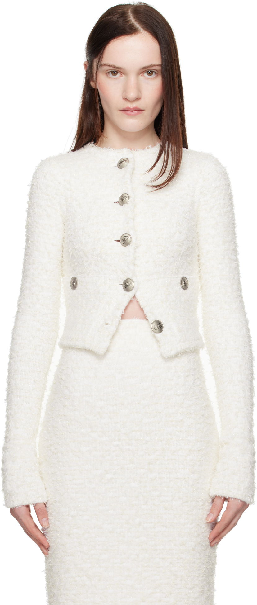 Спідниця Balenciaga Balenciaga Cropped Bouclé Cardigan білий | 793604 T3328