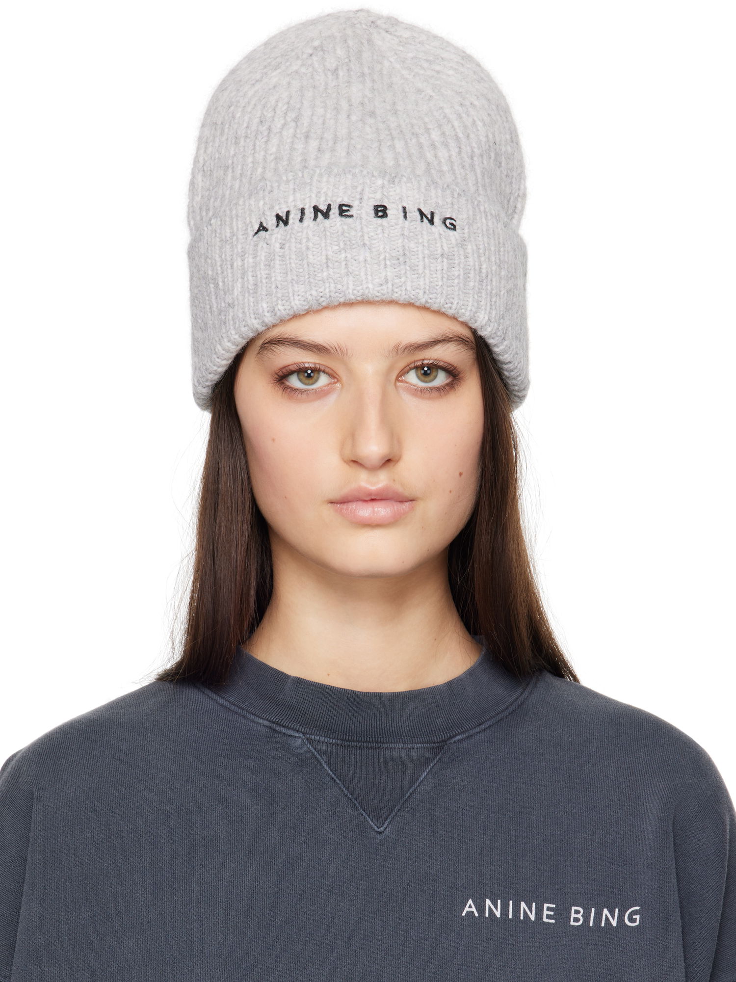 Шапка Anine Bing Anine Bing Elia Beanie Сірий | A-12-10621-CHR1, 0