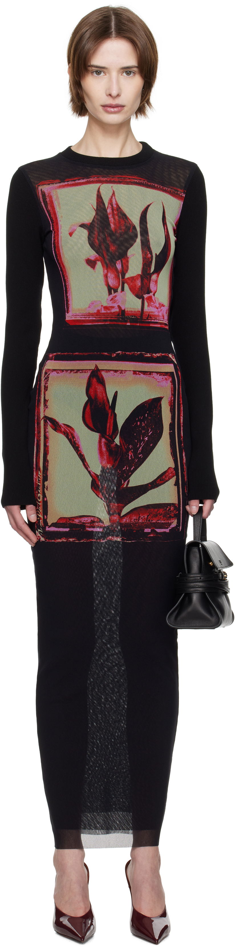 плаття Jean Paul Gaultier Jean Paul Gaultier Flowers Cadres Maxi Dress чорний | 25/33-F-RO359-T579-002142