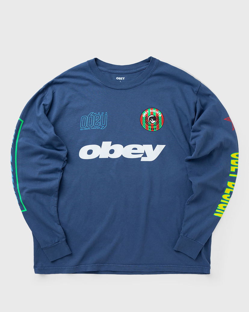 Футболка OBEY Obey Mega Global Mania Long Sleeve T-Shirt Синій | 168004211-DDEN