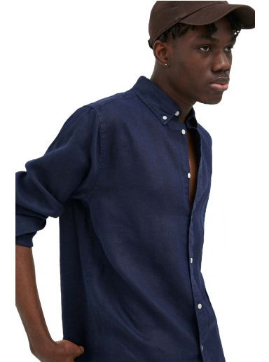 Сорочка Les Deux Kristian Linen B.D. Shirt темно-синій | LDM410150