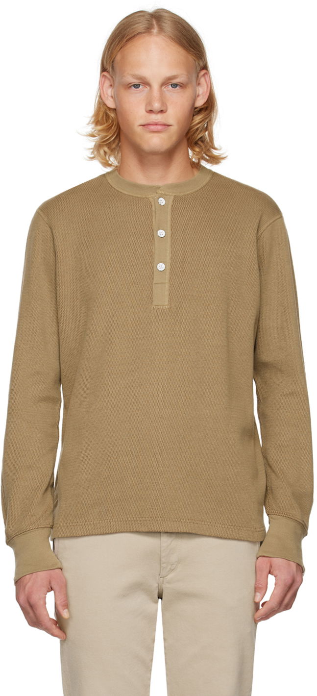 Cветр rag & bone Collin Henley Shirt Коричневий | MBC22HT025JQ25