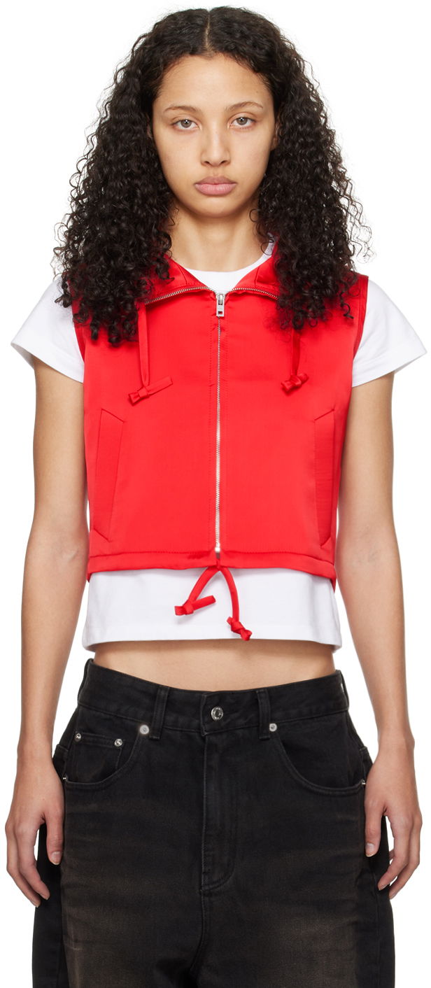 Жилет We11done Hooded Cropped Vest Червоний | WD-VT0-24-101-W-RD