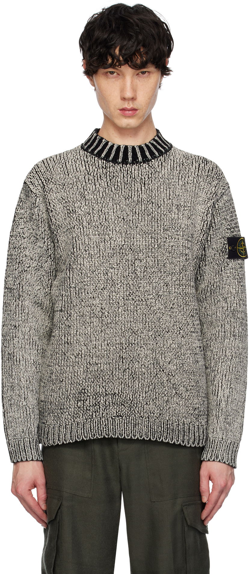Cветр Stone Island Stone Island Crewneck Cotton Chenille Sweater Сірий | K1S15 5100048 S00Z1