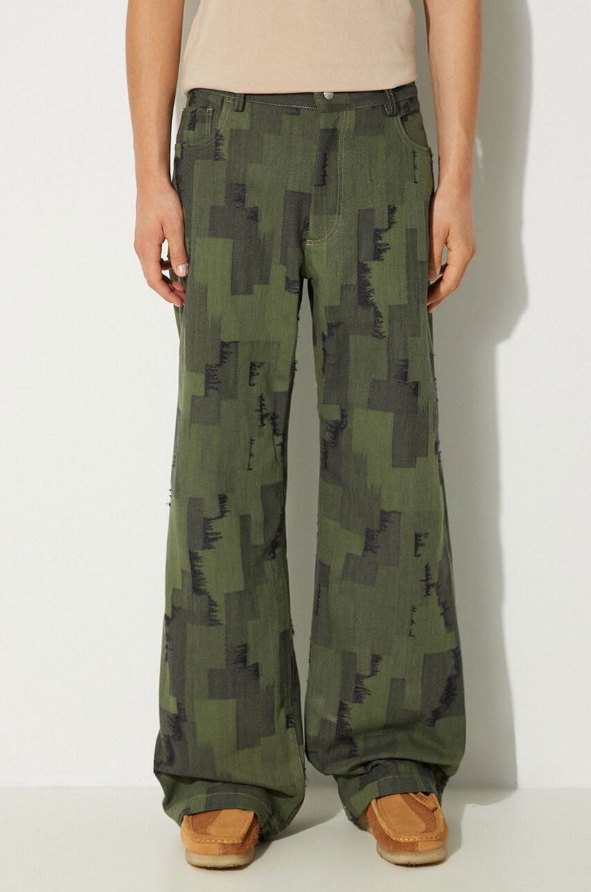Джинси Marcelo Burlon Cross Wide Pants Зелений | CMCA187F24FAB0025810