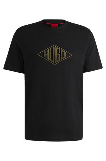 Футболка BOSS HUGO T-Shirt with Geometric Logo Embroidery чорний | 50534934