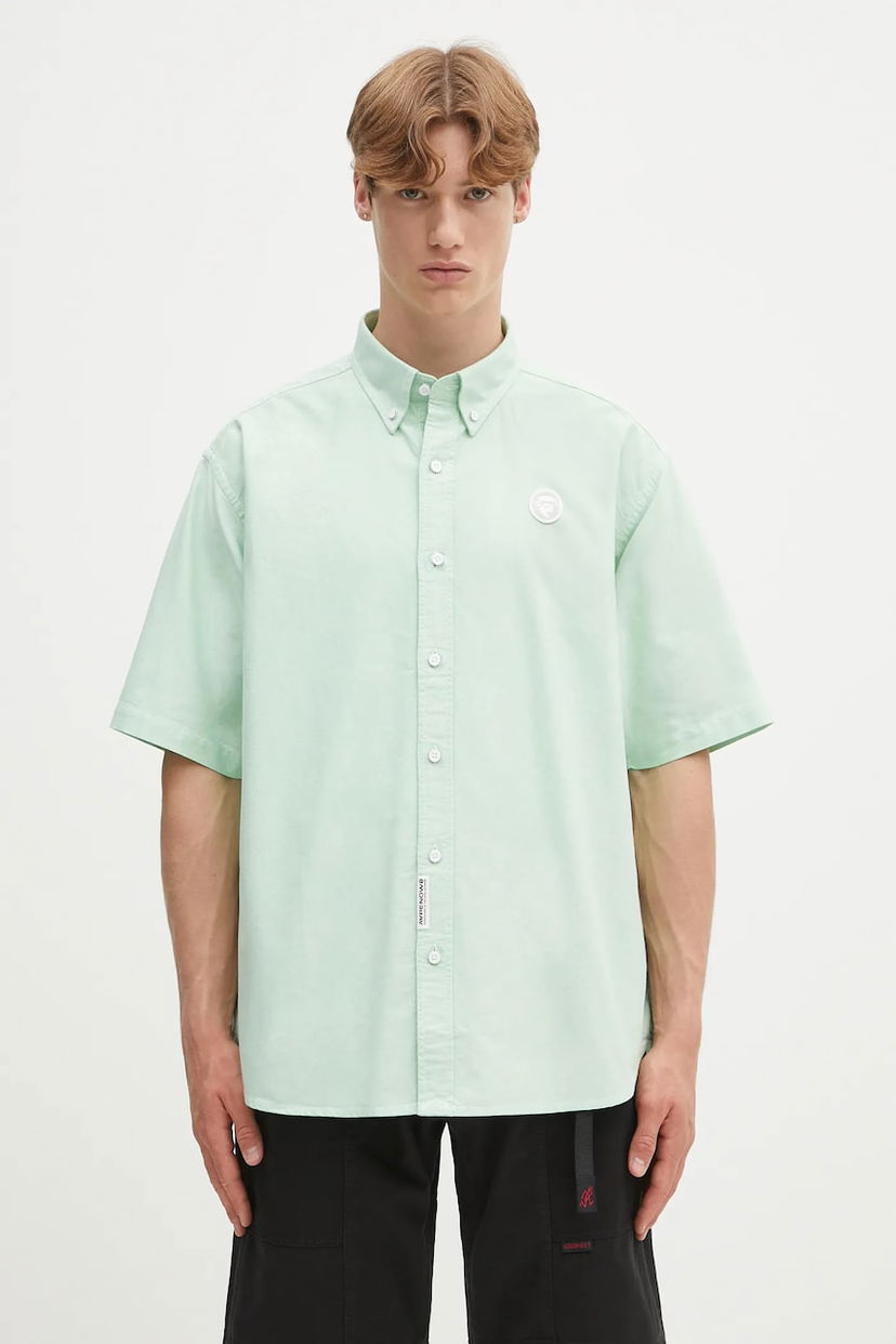 Сорочка AAPE by A Bathing Ape AAPE Now Short Sleeve Button-Down Relaxed Fit Shirt Зелений | AAPSRM8516XAO