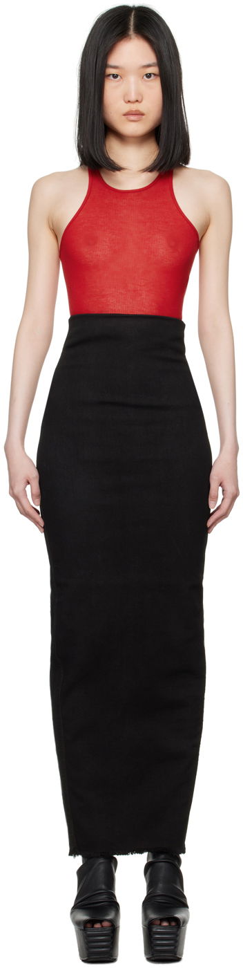 Спідниця Rick Owens Black Lido Dirt Pillar Denim Maxi Skirt чорний | RO01D2344 SBB