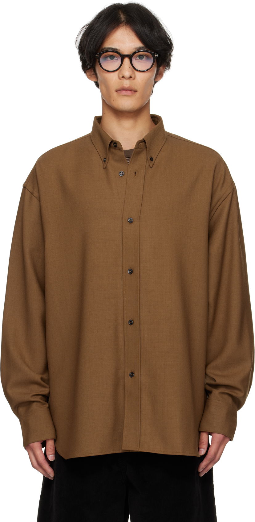 Сорочка Studio Nicholson Studio Nicholson Jude Button-Down Shirt Коричневий | JUDE SNM - 884