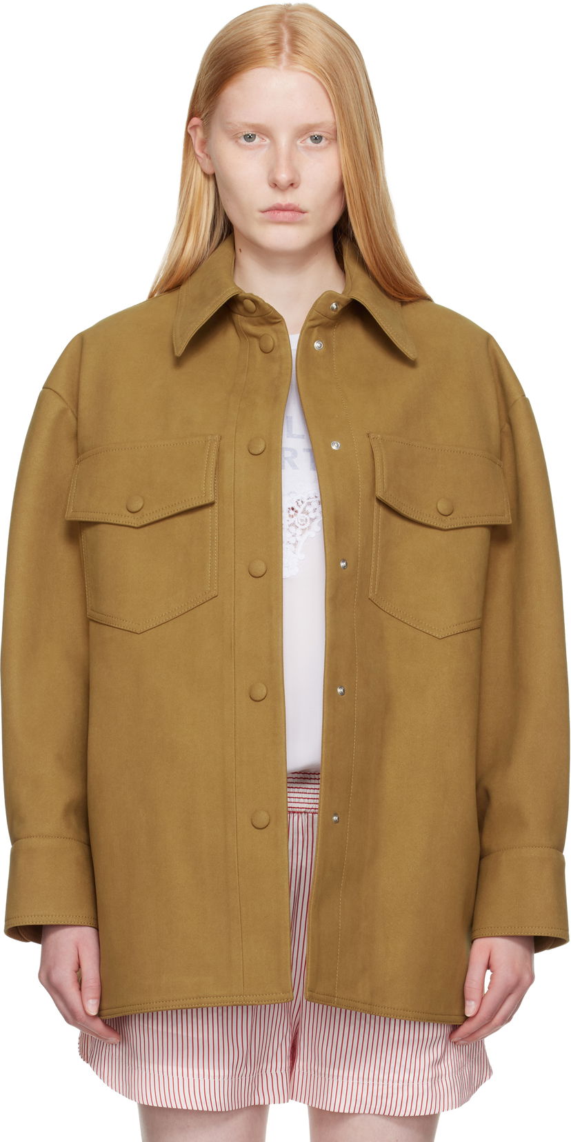 Куртка Stella McCartney Stella McCartney Faux-Suede Overshirt Коричневий | 6601253GU309