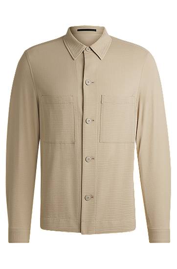 Сорочка BOSS Relaxed Fit Stretch Seersucker Overshirt бежевий | 50540695