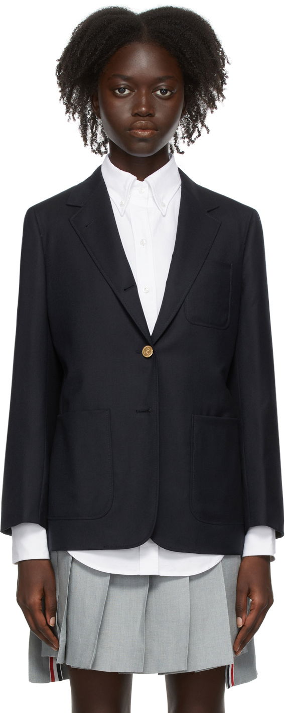 Куртка Thom Browne Thom Browne Super 120s Sack Blazer темно-синій | FBC334A-00626