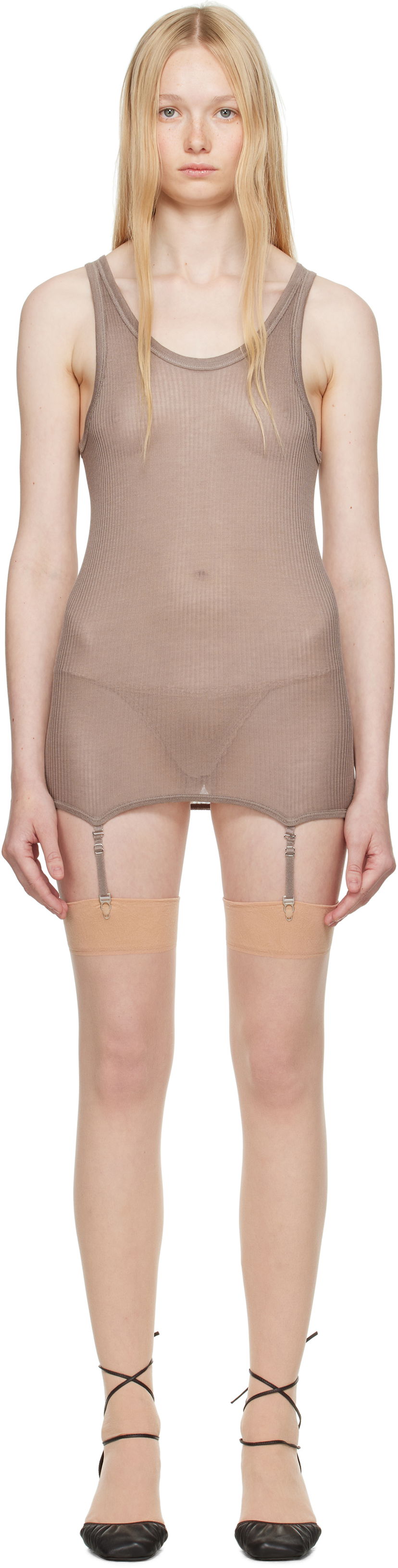 Безрукавка LEMAIRE Lemaire Seamless Rib Suspenders Tank Top Коричневий | TO1367 LK1017
