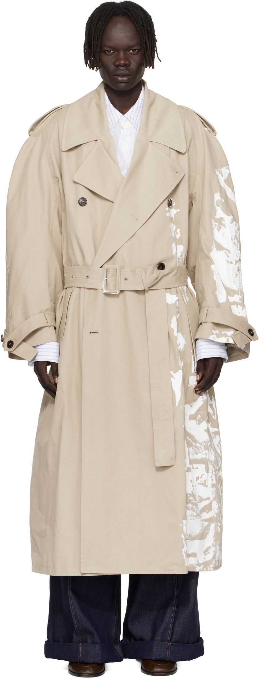Тренчкот HED MAYNER Hed Mayner Painted Trench Coat бежевий | HMMB10004S-HB180
