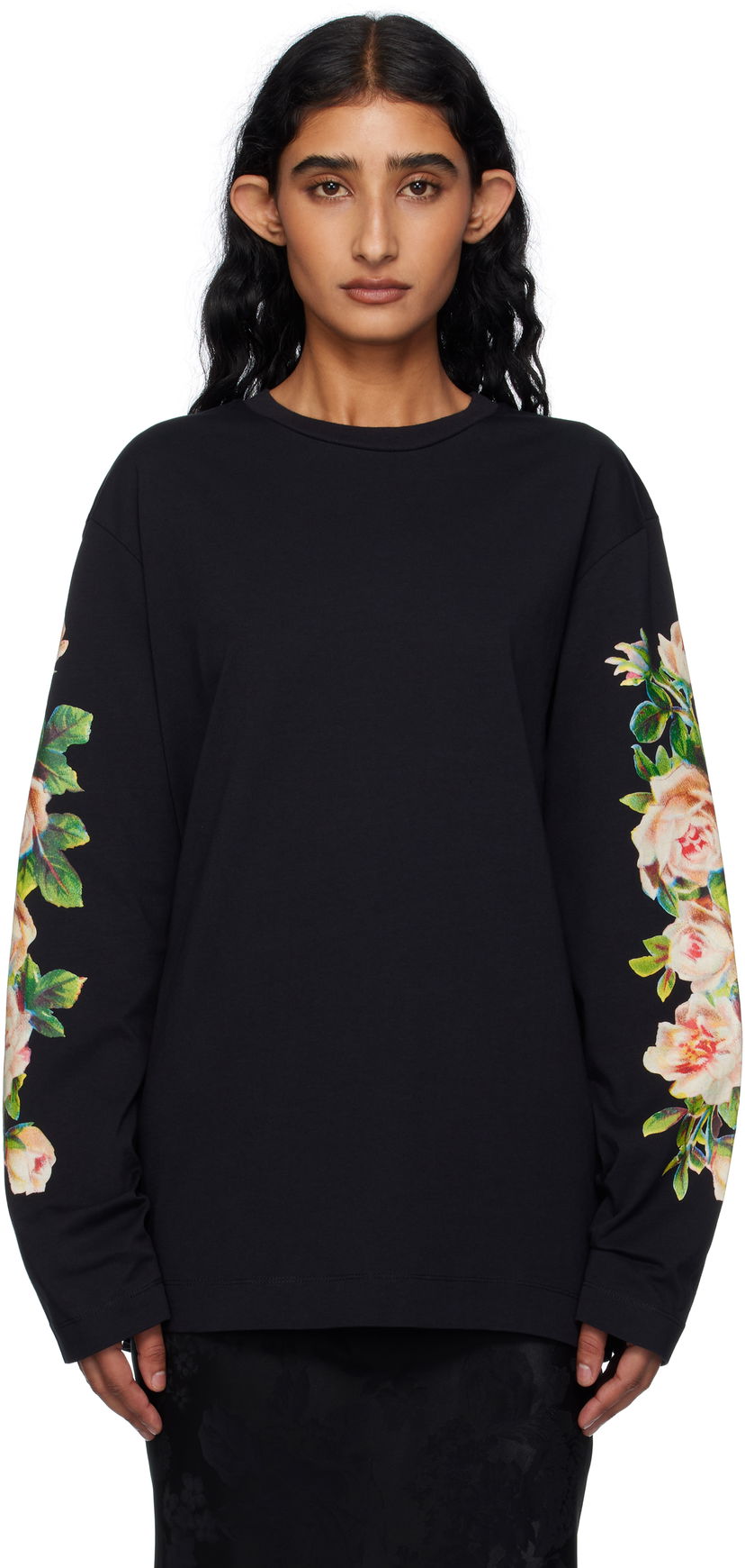 Футболка Simone Rocha Simone Rocha Rose Bouquet Long Sleeve T-shirt чорний | 5194P52-W 0569