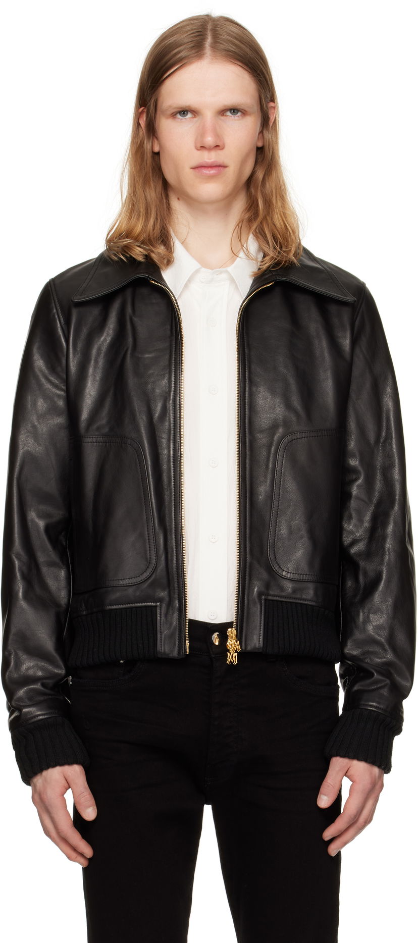 Куртка бомбер AMIRI AMIRI Zip Leather Jacket чорний | AMLTJT1028