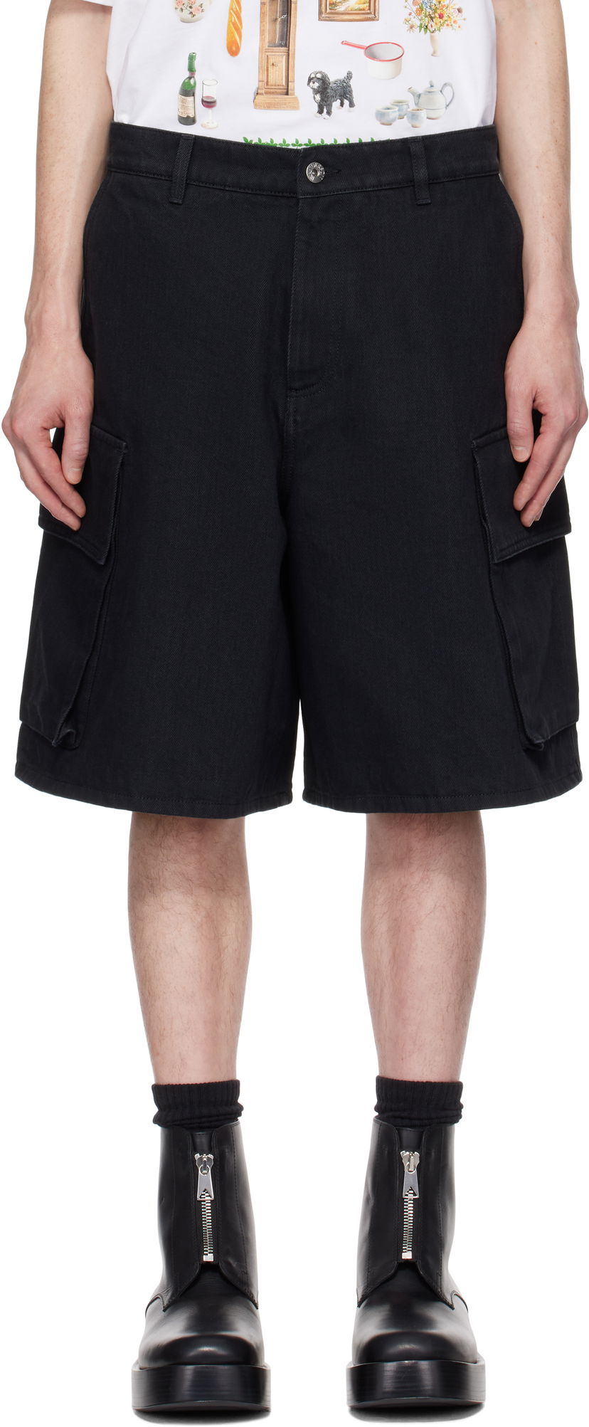 Шорти JW Anderson JW Anderson Cargo Denim Shorts чорний | DT0108-PG1595