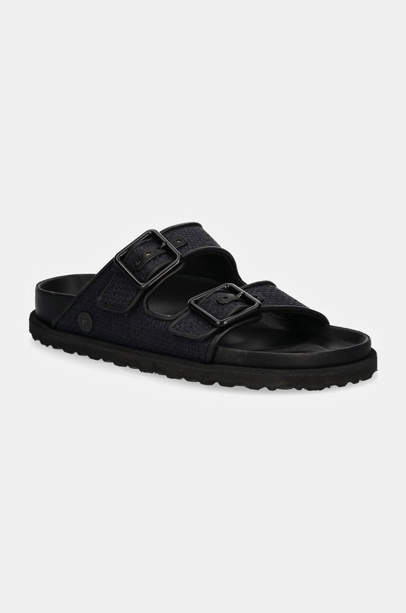 Кросівки та взуття Birkenstock Birkenstock 1774 Arizona Raffia Luxe Slides чорний | 1028834