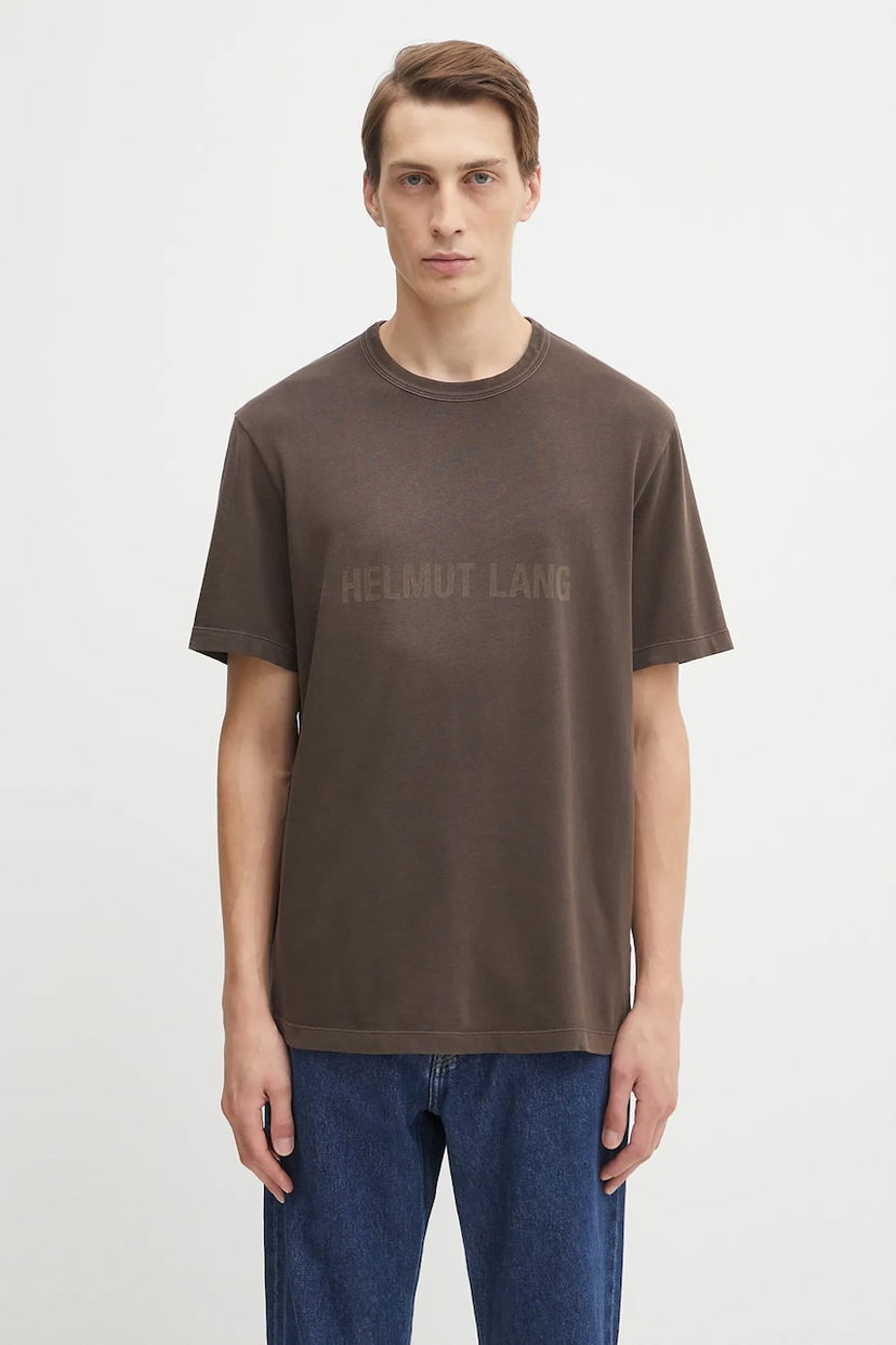 Футболка Helmut Lang Helmut Lang Logo Print T-Shirt Коричневий | P05HM501