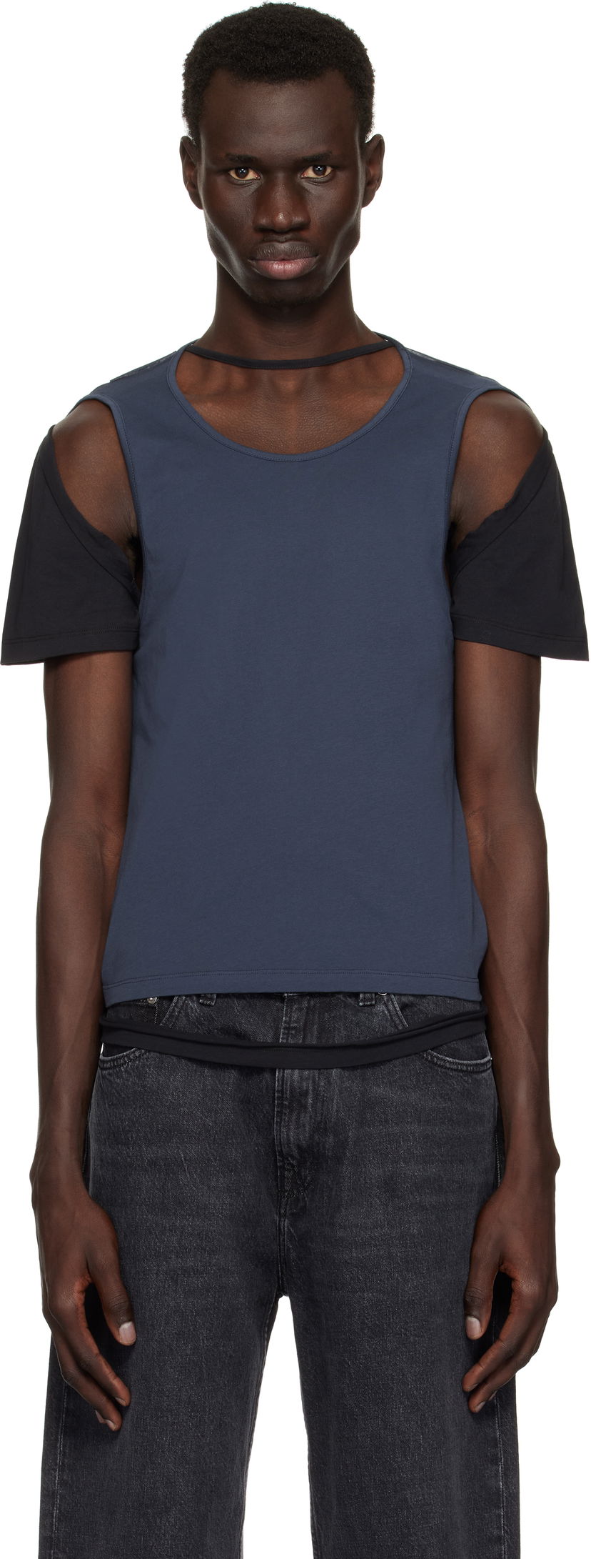 Безрукавка Eckhaus Latta Eckhaus Latta Navy Hugging T-Shirt Синій | 1203-EL-PS25-B - BLACKBERRY